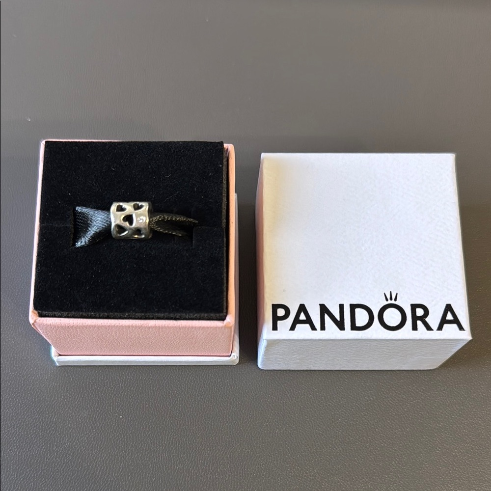 Pandora Silver Hearts Charm with Diamond